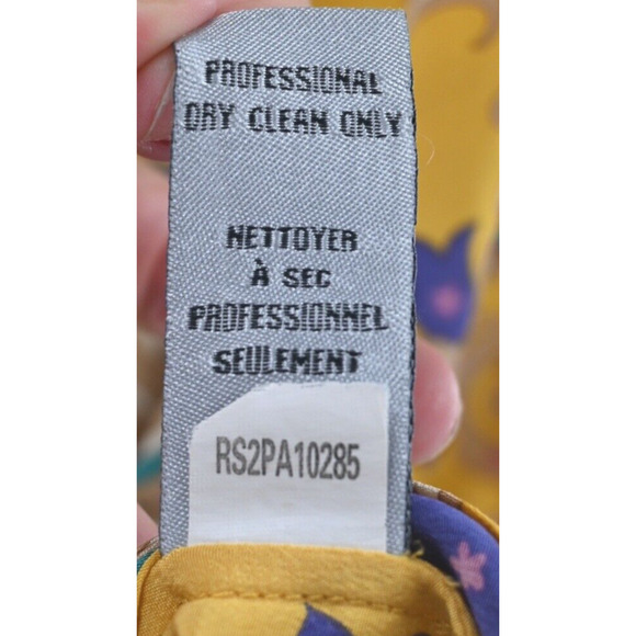 Tibi‎ Multi Yellow Floral Silk Tomato Fairy Shift Dress 4 Ruffle Sleeve Mended - Picture 15 of 16